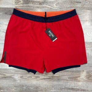 RHONE Men`s Red 4'' Swift Short Lined Running Shorts Size XL